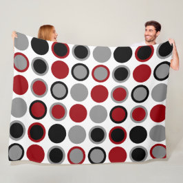 Röda, svarta och Grått-cirklar Fleecefilt