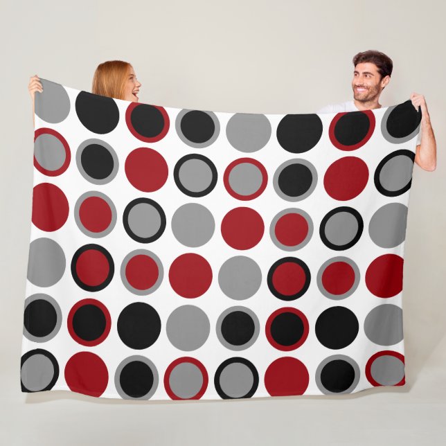 Röda, svarta och Grått-cirklar Fleecefilt (På plats)