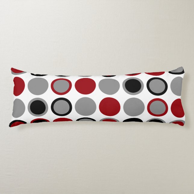 Röda, svarta och Grått-cirklar Kroppskudde (Framsidan)