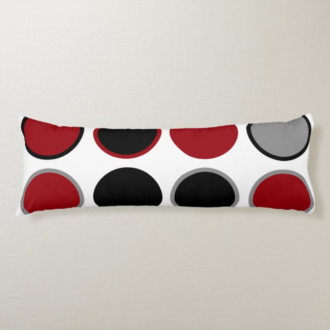 Röda, svarta och Grått-cirklar Kroppskudde (Framsidan)