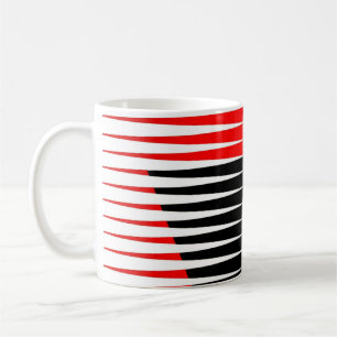 Röda, svarta och gult teckningar kaffemugg