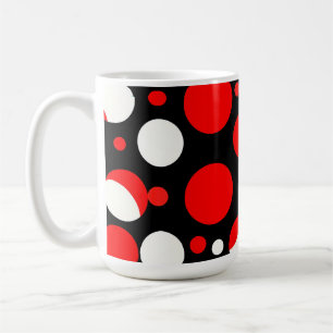 Röda svarta och vita cirklar mönster kaffemugg