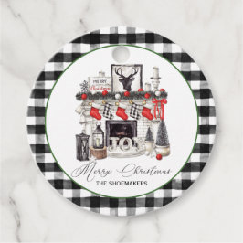 Röda svarta och vita julgranar gåvor etiketter