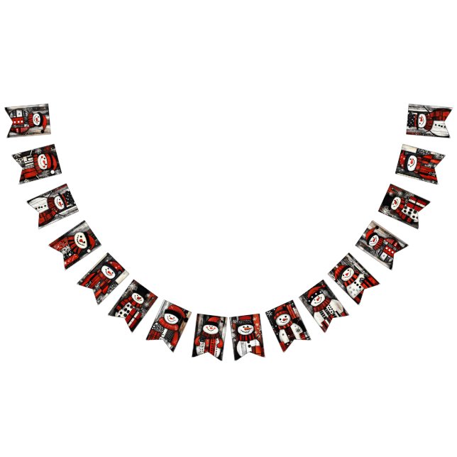 Röda, svarta och vita Snögubbar Vimplar (Alla)