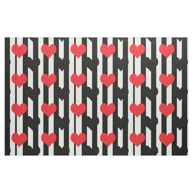 Röda svarta öron på Svartvit Rand Tyg (Fat Quarter)