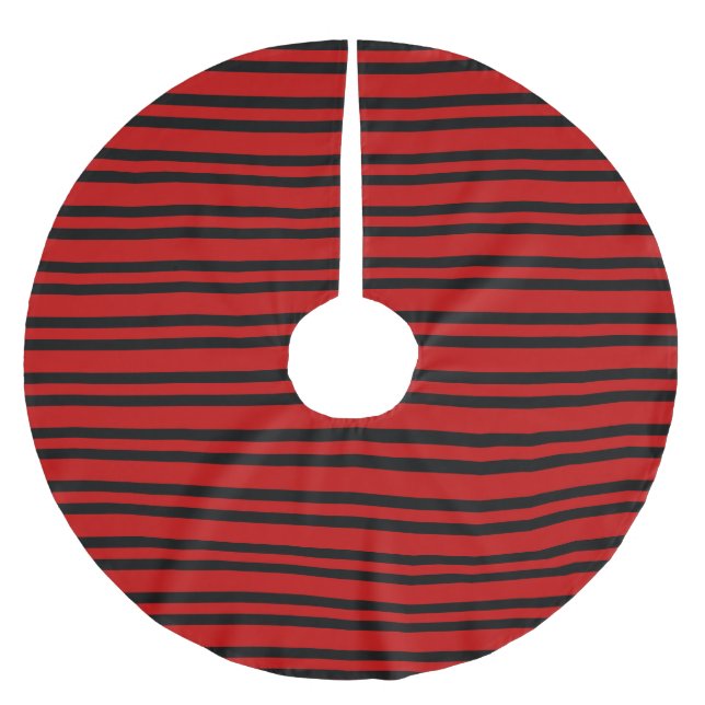 Röda Svarta Randiga Mönster Julgransmatta Borstad Polyester (Framsidan)
