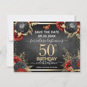 Röda Svarta Rosor 50-årsdag Spara Datum Vykort