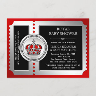 Röda Svarta Silver Prins Baby Shower Inbjudningar