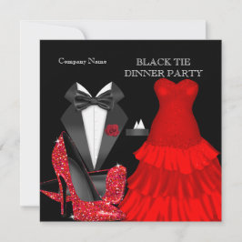 Röda svarta smoking middag klänning inbjudningar