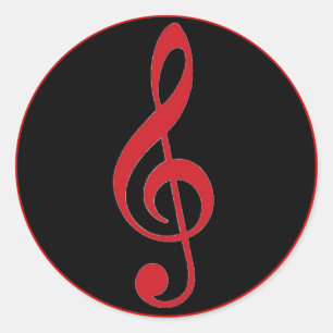 Röda svarta, treble-musikklistermärken runt klistermärke
