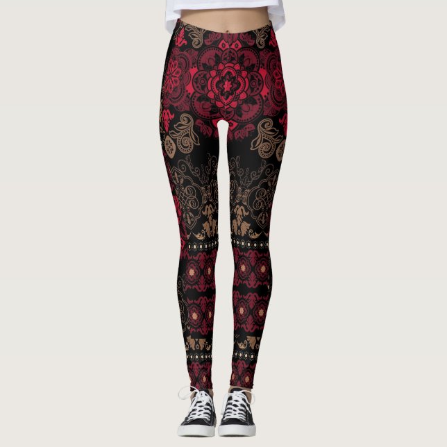 röda & svarta vackra leggings (Framsida)
