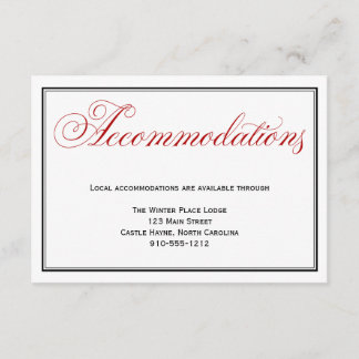 Röda svarta vita Bröllop-inkvarteringsdetaljkort Tilläggskort