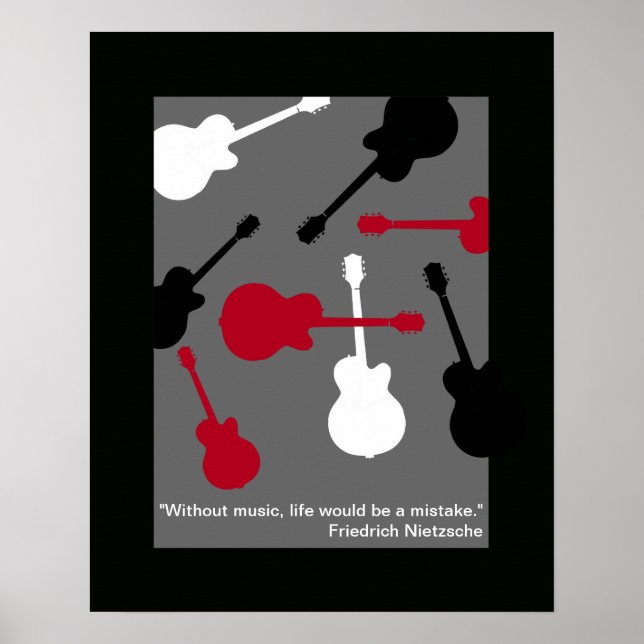 Röda/svarta/vita gitarrer för musiker poster (Framsidan)