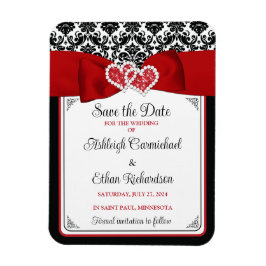 Röda, Svarta, Vita Kärlekshjärta Foto Rädda Datume Magnet