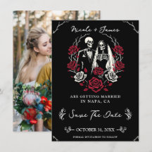 Röda & Svarta Vita Rosor Skelett Rädda Dagen