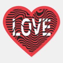 Röda, svarta, vita, strimmiga KÄRLEK-hjärta