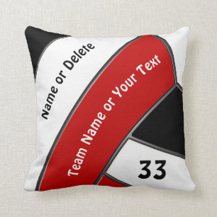 Röda svartvita beställnings- volleybollgåvaidé kudde