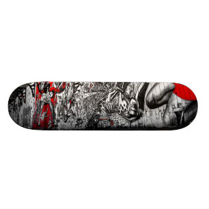 Röda svartvita gatakonstgrafitti old school skateboard bräda 21,6 cm