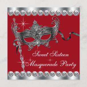 Röda Sweet Sixteen Maskeradbal Inbjudningar