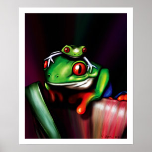 Röda synade trädgrodor poster