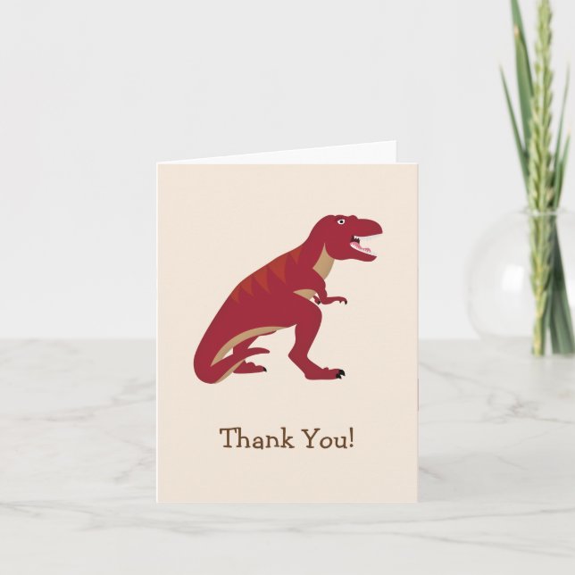 Röda T-Rex, Dinosaurbarntack Tack Kort (Framsida)