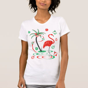 Röda t-skjorta för julFlamingoBaubles kvinnor T Shirt