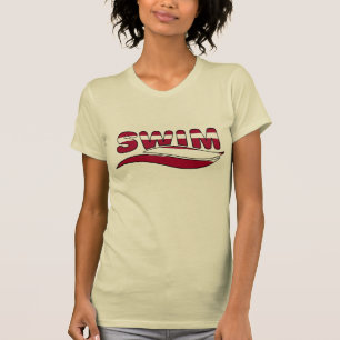 Röda T-tröja för designdamsimma T-shirt