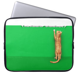 Röda tabby katt rider pappra laptop sleeve