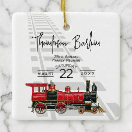 Röda tåget familjeåterträff julgransprydnad keramik