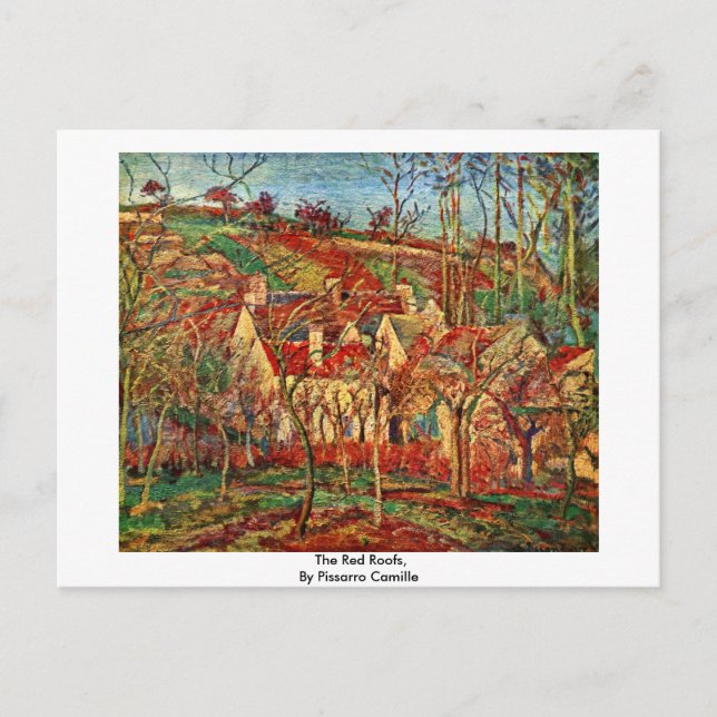 Röda Tak, av Pissarro Camille Vykort (Framsida)