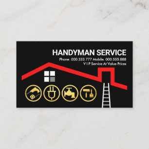 Röda Tak Guld Handyman Verktyg Byggnad Visitkort