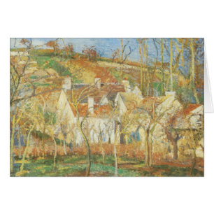 Röda tak, hörnet av en by, vinter av Pissarro Hälsningskort