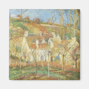 Röda tak, hörnet av en by, vinter av Pissarro Magnet