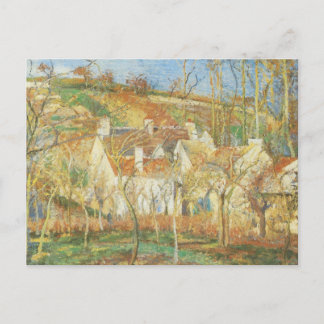 Röda tak, hörnet av en by, vinter av Pissarro Vykort