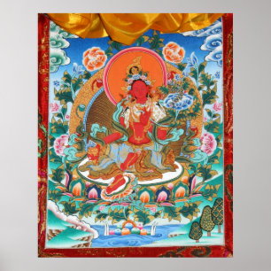 Röda Tara Tibetansk Gudinna Poster