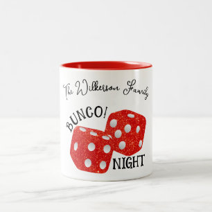 Röda Tärningar Bunco Natt Anpassat Namn Två-Tonad Mugg