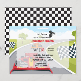 Röda Tävling-bilars 3:e födelsedagsinbjudan Inbjudningar