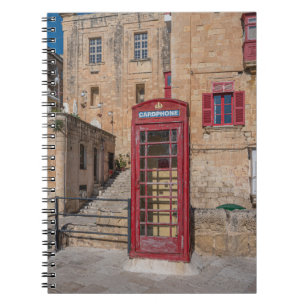 Röda telefonbås i Valletta Malta Anteckningsbok