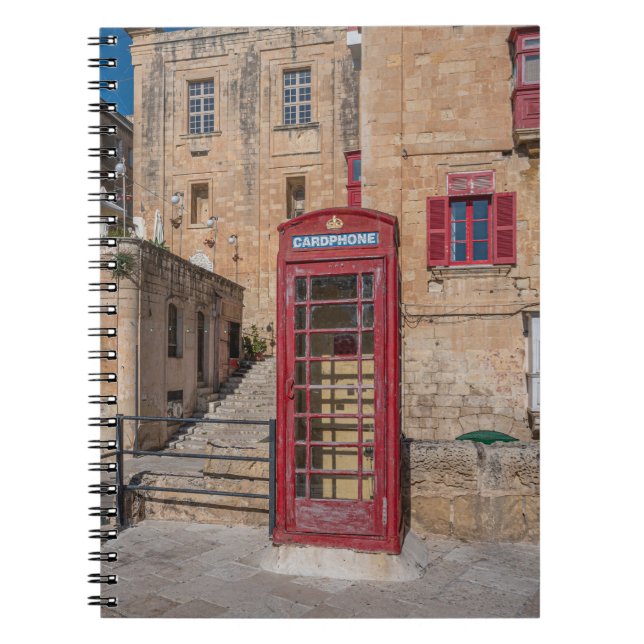 Röda telefonbås i Valletta Malta Anteckningsbok (Framsidan)