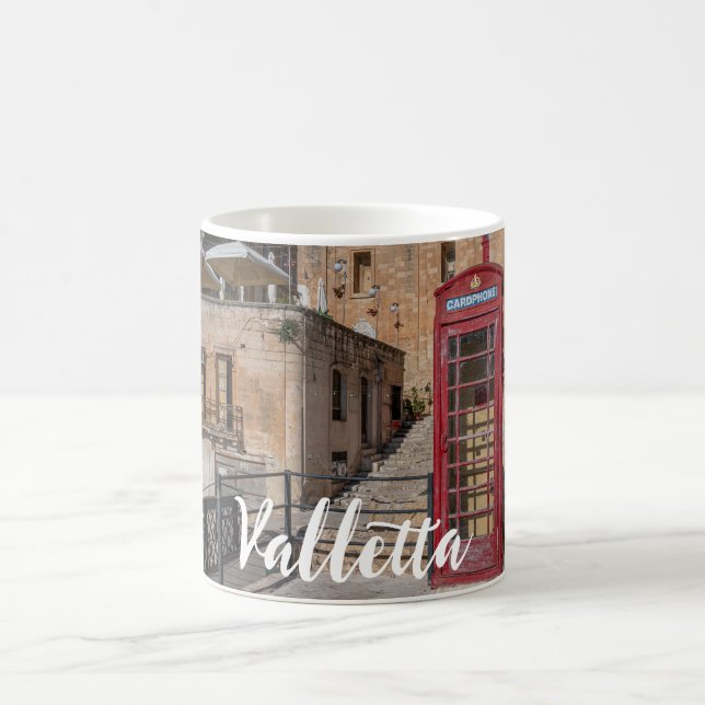 Röda telefonbås i Valletta Malta Kaffemugg (Center)