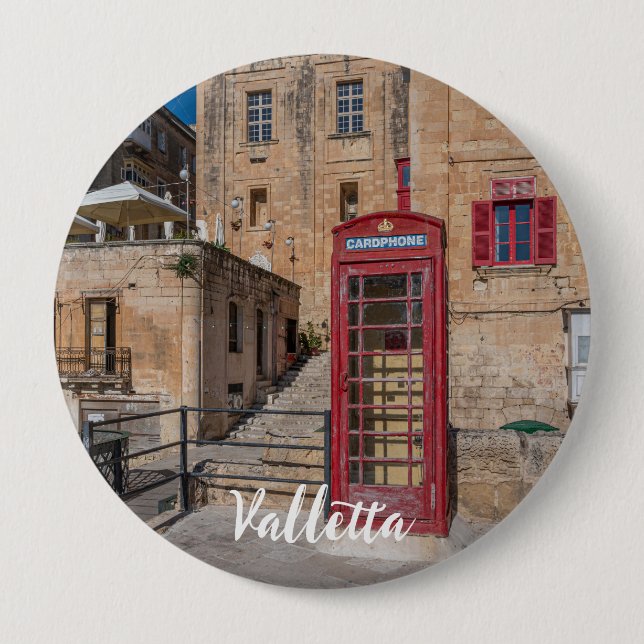 Röda telefonbås i Valletta Malta Knapp (Framsida)