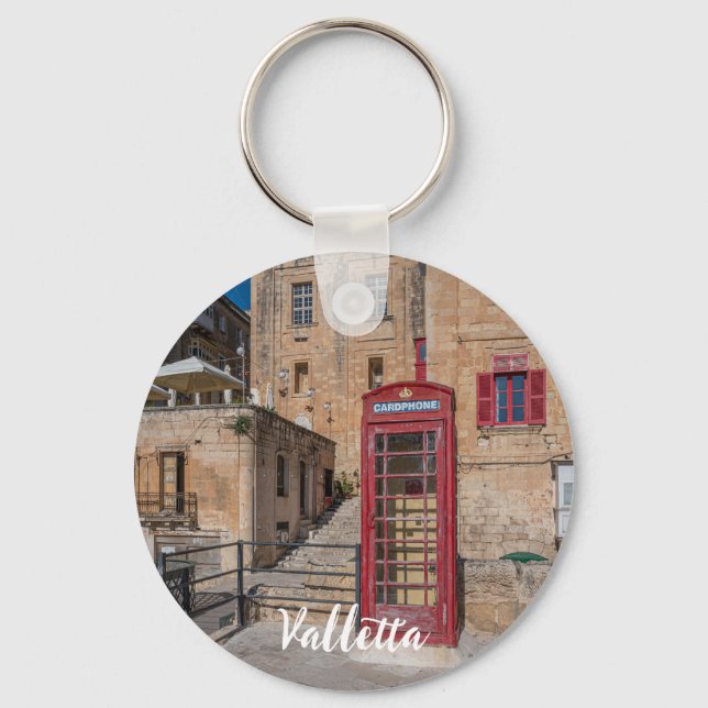 Röda telefonbås i Valletta Malta Nyckelring (Framsida)