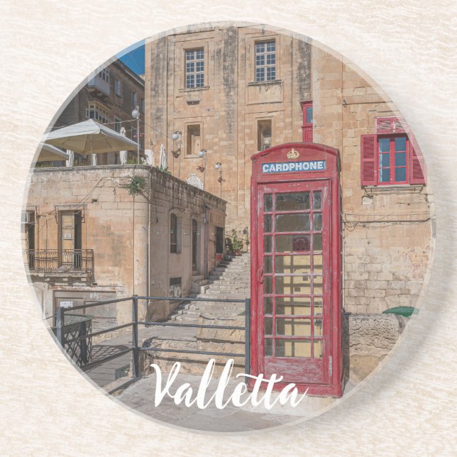 Röda telefonbås i Valletta Malta Underlägg (Framsidan)