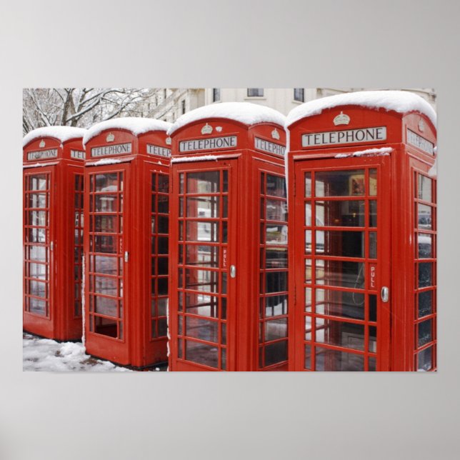 Röda telefoner nära Big Ben Poster (Framsidan)