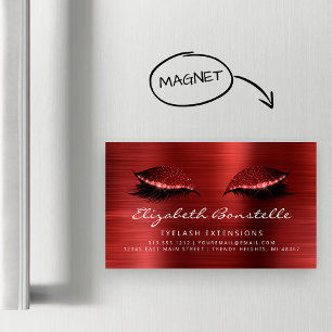 Röda tillägg för glitter Ögon, borstad Metall, las Magnetiska Visitkort