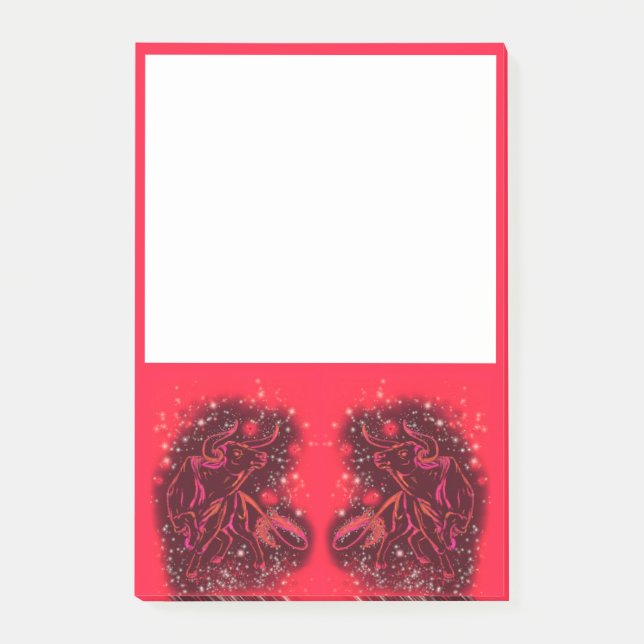 Röda tjurar som går på Starry Natt Post-it Block (Framsida)