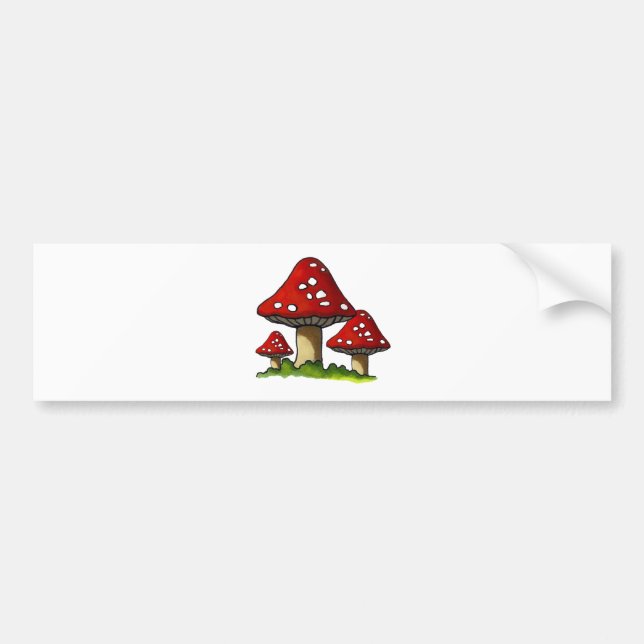 Röda Toadtstools, champinjon: Fria händerkonst Bildekal (Framsidan)