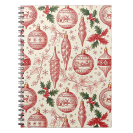 Röda Toile Chinoiserie Juldekorationer Anteckningsbok