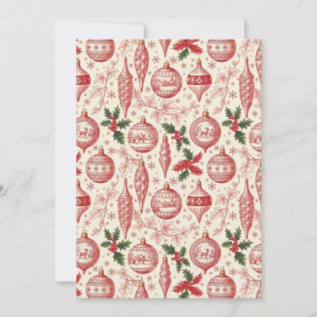 Röda Toile Chinoiserie Juldekorationer Julkort (Framsida)