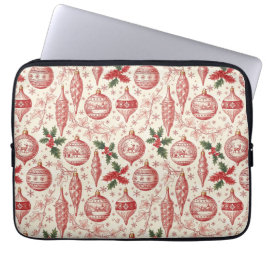 Röda Toile Chinoiserie Juldekorationer Laptop Fodral